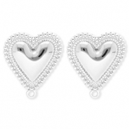 BY31® Fornituras Acero Inox pendientes corazón con anilla Plateado