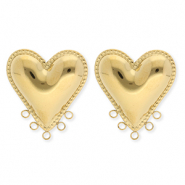 BY31® Fornituras Acero Inox pendientes corazón con 5 anillas Dorado