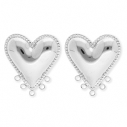 BY31® Fornituras Acero Inox pendientes corazón con 5 anillas Plateado