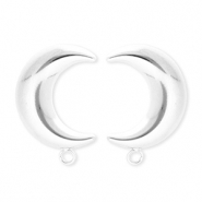 BY31® Fornituras Acero Inox pendientes luna con anilla Plateado