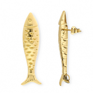 BY31® Fornituras Acero Inox pendientes pez con anilla Dorado