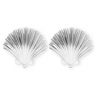 BY31® Fornituras Acero Inox pendientes concha con anilla Plateado