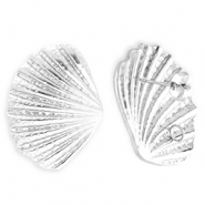 BY31® Fornituras Acero Inox pendientes concha con anilla Plateado