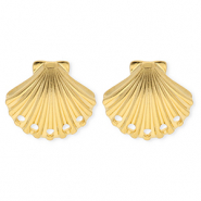 BY31® Fornituras Acero Inox pendientes concha con 5 anillas Dorado