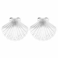 BY31® Fornituras Acero Inox pendientes concha con 5 anillas Plateado