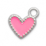 Colgantes Acero Inox corazón Plateado-rosa