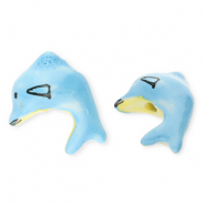 Abalorios de cer&aacute;mica delf&iacute;n Azul-amarillo-negro