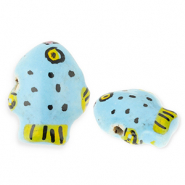 Abalorios de cer&aacute;mica pez Azul-amarillo-negro