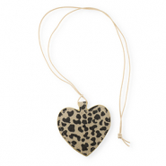 Colgantes llamativos coraz&oacute;n con estampado leopardo Marr&oacute;n beige-marr&oacute;n oscuro