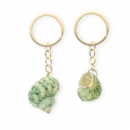Llavero conchas Verde multicolor-dorado