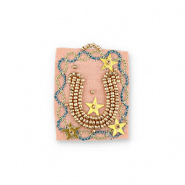 Colgantes de tela hechos a mano herradura Rosa salm&oacute;n-azul-dorado
