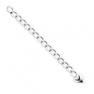 BY31&reg; Fornituras Acero inox extenci&oacute;n set de cadena coraz&oacute;n Plateado