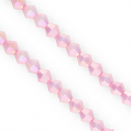 Abalorios faceteados bicono 6mm Rosa caramelo-cubierta AB