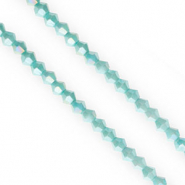 Abalorios faceteados bicono 4mm Azul cyan-cubierta AB