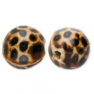 Abalorios de cerámica 15mm con puntos Marrón oscuro-marrón claro