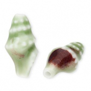 Abalorios de cerámica bocina Verde claro-marrón