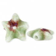 Abalorios de cerámica estrella de mar Verde claro-marrón