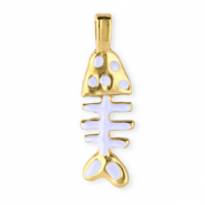 Colgantes Acero Inox esmalte espina de pescado Dorado-blanco lavanda