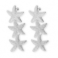 Pendientes trendy estrellas de mar con perno de acero inox Plateado