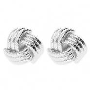 Pendientes llamativos pu&ntilde;o de mono con perno de acero inox Plateado