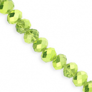 Abalorios faceteados disco 12x9mm Verde-revestimiento pearl shine