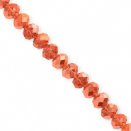 Abalorios faceteados disco 6x5mm Naranja coral-revestimiento pearl shine