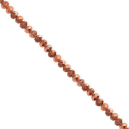 Abalorios faceteados disco 3x2mm Dorado rosa-revestimiento pearl shine