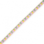 BY31® Cinta con texto lineas limón Rosa orquídea-amarillo-verde-dorado