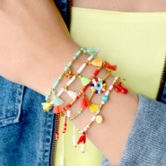 Set de inspiraciones Coloridas pulseras y tobilleras de verano con borlas mini