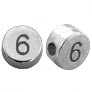 Abalorios números metálicos DQ # 6 Plata vieja (sin níquel)