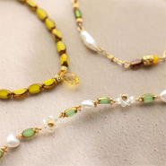 Nuevo  Abalorios de cristal ovalados con borde dorado