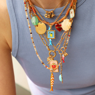 Set de inspiraciones Crear collares en capas con colgantes de acero inox con esmalte