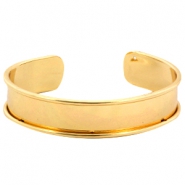 Pulsera base metálica DQ (10mm cordón/cuero) Dorado (sin níquel)