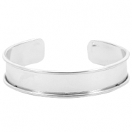 Pulsera base metálica DQ (para cordón/cuero 10mm) plata (sin níquel)