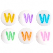 Abalorios alfabeto acr&iacute;lico letra W multicolor-blanco