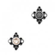 Colgantes/entrepiezas metálicas TQ con engaste en forma de rombo plata vieja (sin níquel)