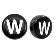 Abalorios alfabeto acr&iacute;lico letra W negro