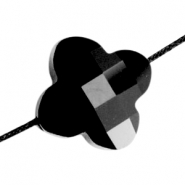 Abalorios faceteados Fashion trébol negro Jet
