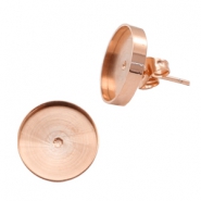 Pendientes Polaris acero inox con engaste para cabuchón 7mm / Swarovski SS34 Oro rosado