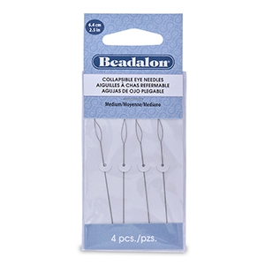 Agujas de ojo plegable Beadalon 6.4cm mediana Plateado