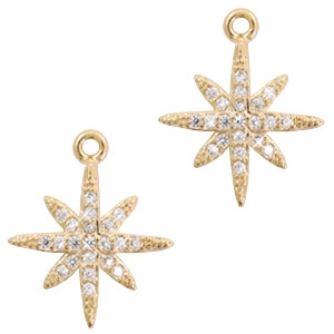 Colgantes met&aacute;licos Basic Quality strass estrella dorado (sin n&iacute;quel)