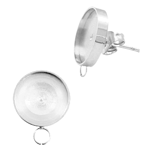 Pendientes base Polaris acero inox (con anilla horizontal) y engaste para cabuch&oacute;n 7mm/Swarovski SS34 Plateado