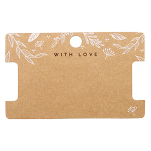 Tarjetas para joyer&iacute;a 'with love' Floral Marr&oacute;n claro