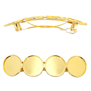 Pasador clip met&aacute;lico con engastes para 4 cabuchones 20mm Dorado