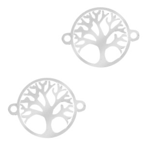 Colgantes Acero Inox entrepieza &aacute;rbol de la vida 13mm Plateado