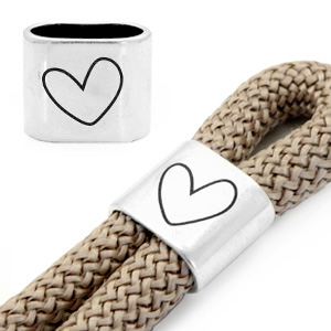 Correderas met&aacute;lica DQ "HEART" Plata vieja (sin n&iacute;quel)