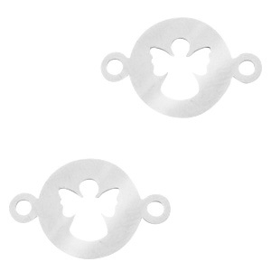 Colgantes Acero Inox entrepieza &aacute;ngel Plateado