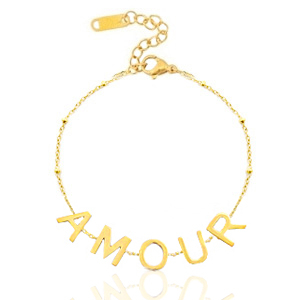 Pulseras Acero Inox "amour" Dorado