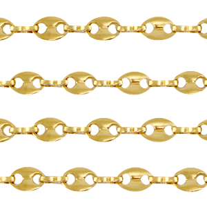 Fornituras Acero Inox cadena jasseron&nbsp;puffed anchor mariner links Dorado