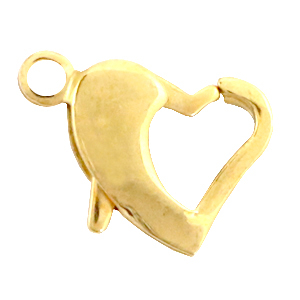 Fornituras Acero inox mosquet&oacute;n coraz&oacute;n 11mm Dorado